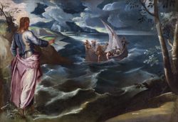 المسيح يمشي على الماء - من أعمال الإيطالي جاكوبو تينتوريتو
